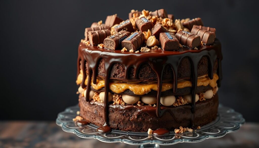 Chocolate Snickers Layer Cake