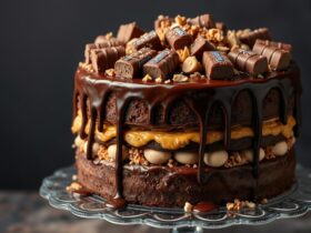 Chocolate Snickers Layer Cake