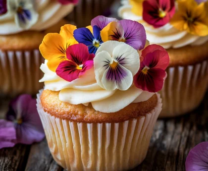 Flower Cupcakes with Edible Petals