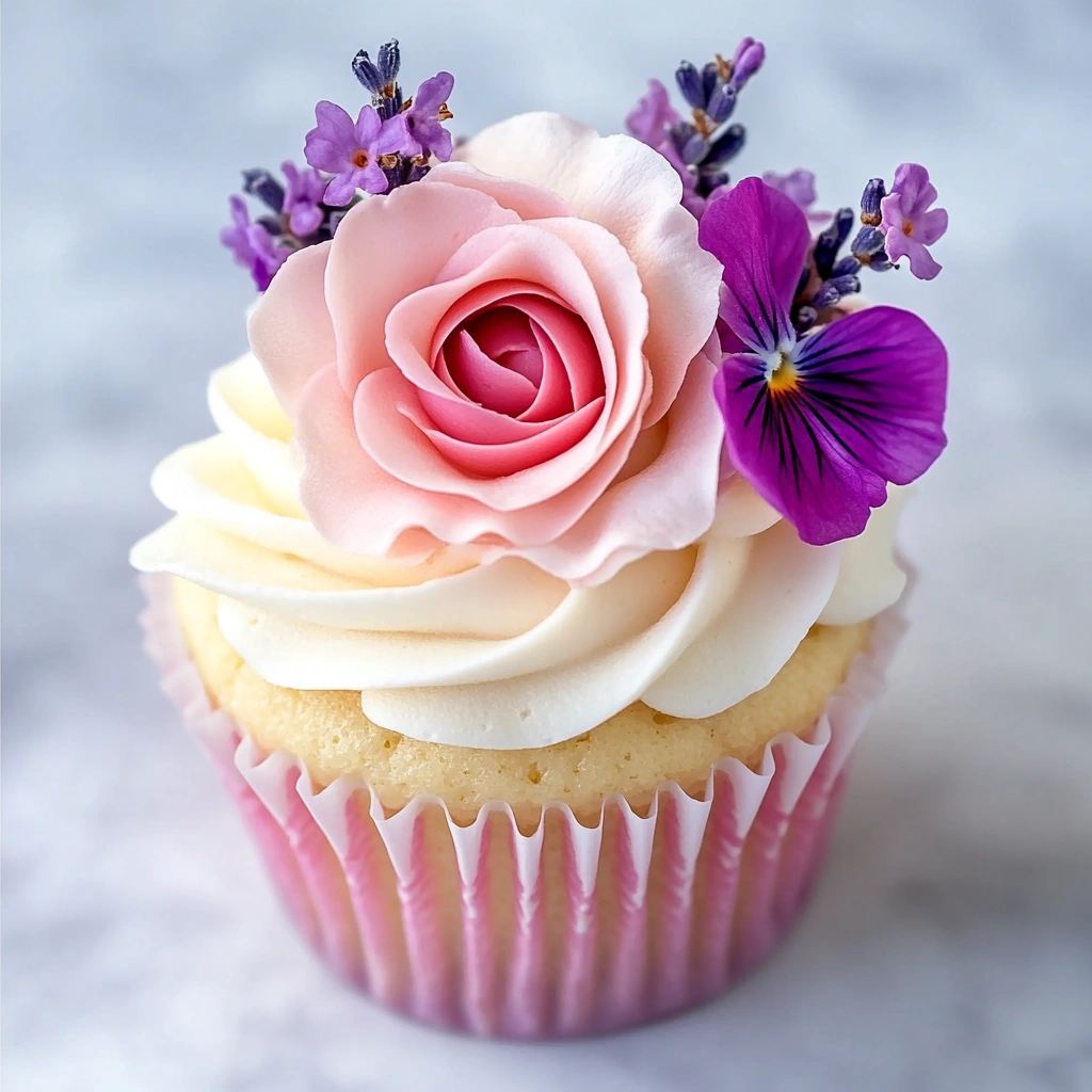 Flower Cupcakes with Edible Petals