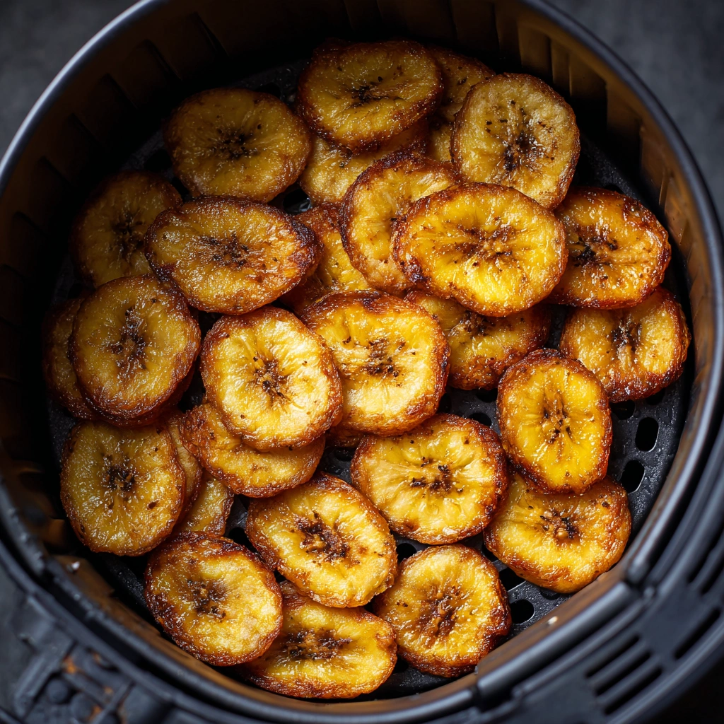 Air fried cinnamon banana chips