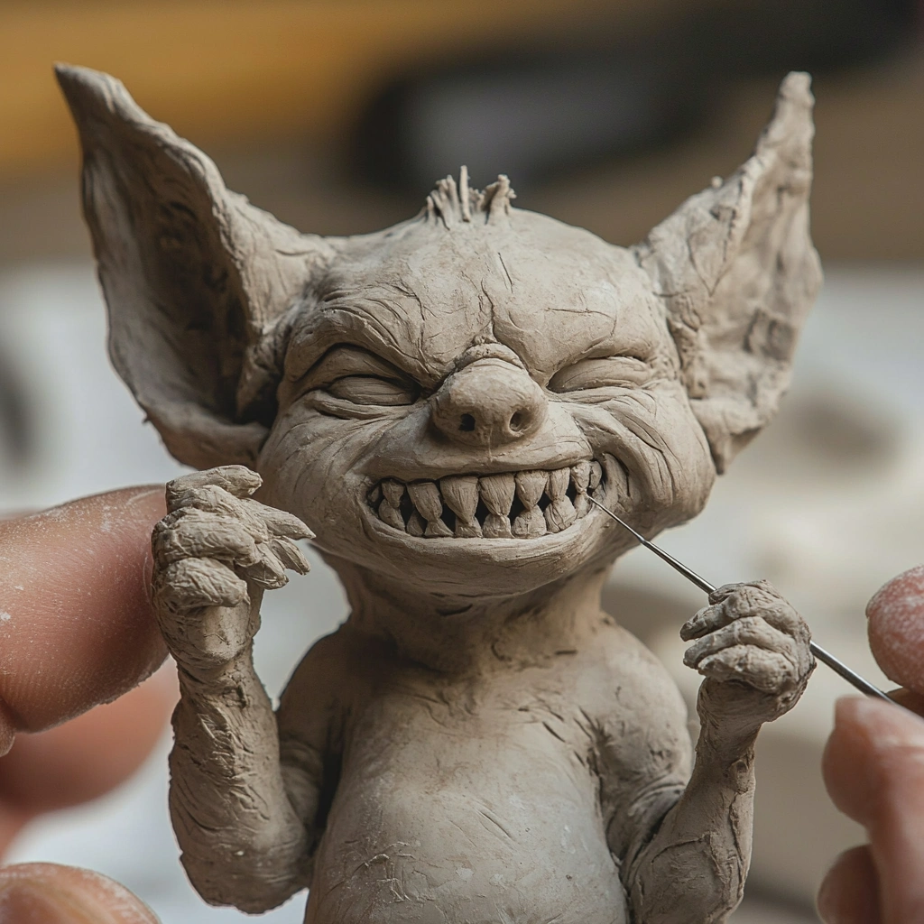 Labubu DIY figure during sculpting