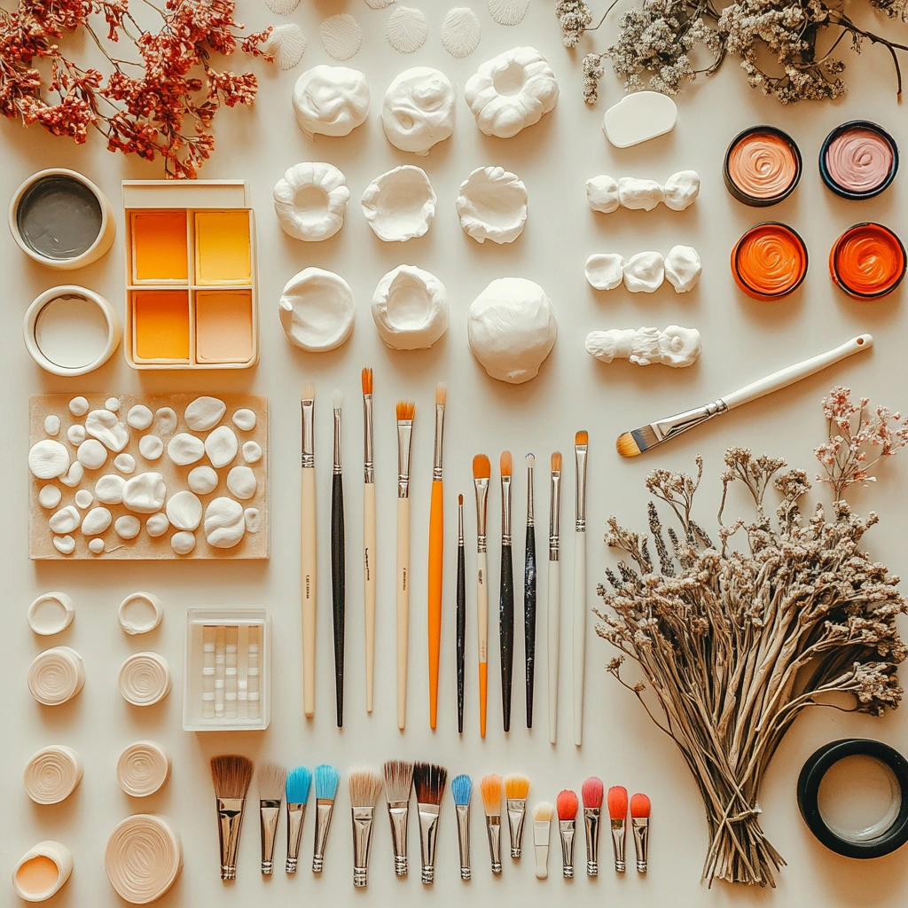 Labubu DIY materials and tools layout