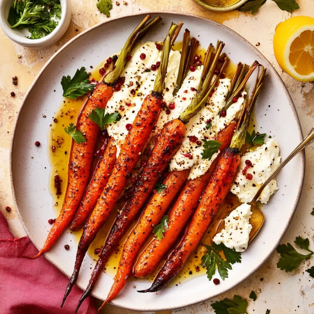 Spiced Roasted Carrots with Lemony Whipped Feta