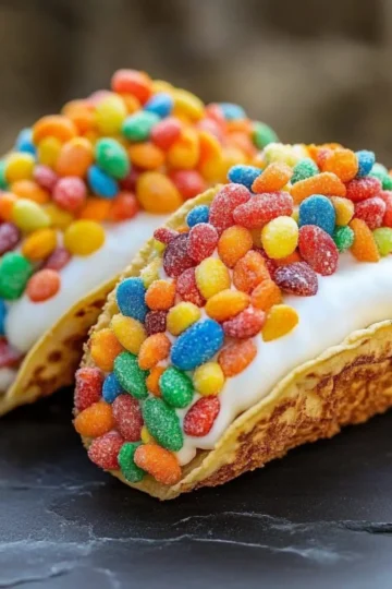 Fruity Pebbles Cheesecake Tacos