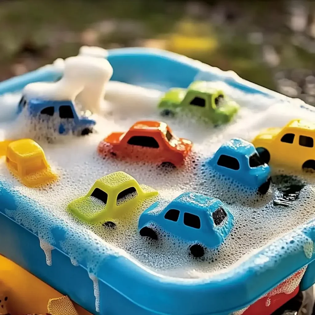 Car Wash Foam Bin – Soapy, Sensory Fun for Little Mechanics! 🚗✨ - Savory Splash
