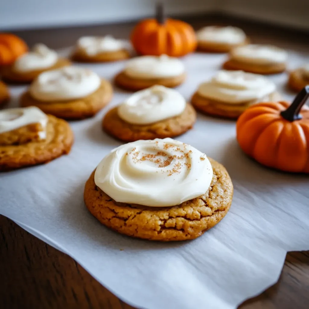 Pumpkin Sugar Cookies with Cream Cheese Frosting