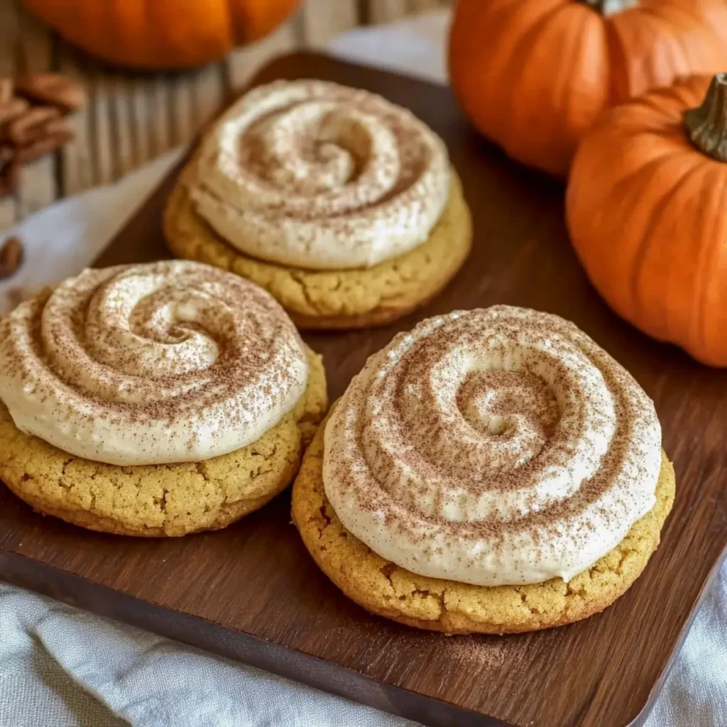 Soft Pumpkin Cookies with Cinnamon Frosting