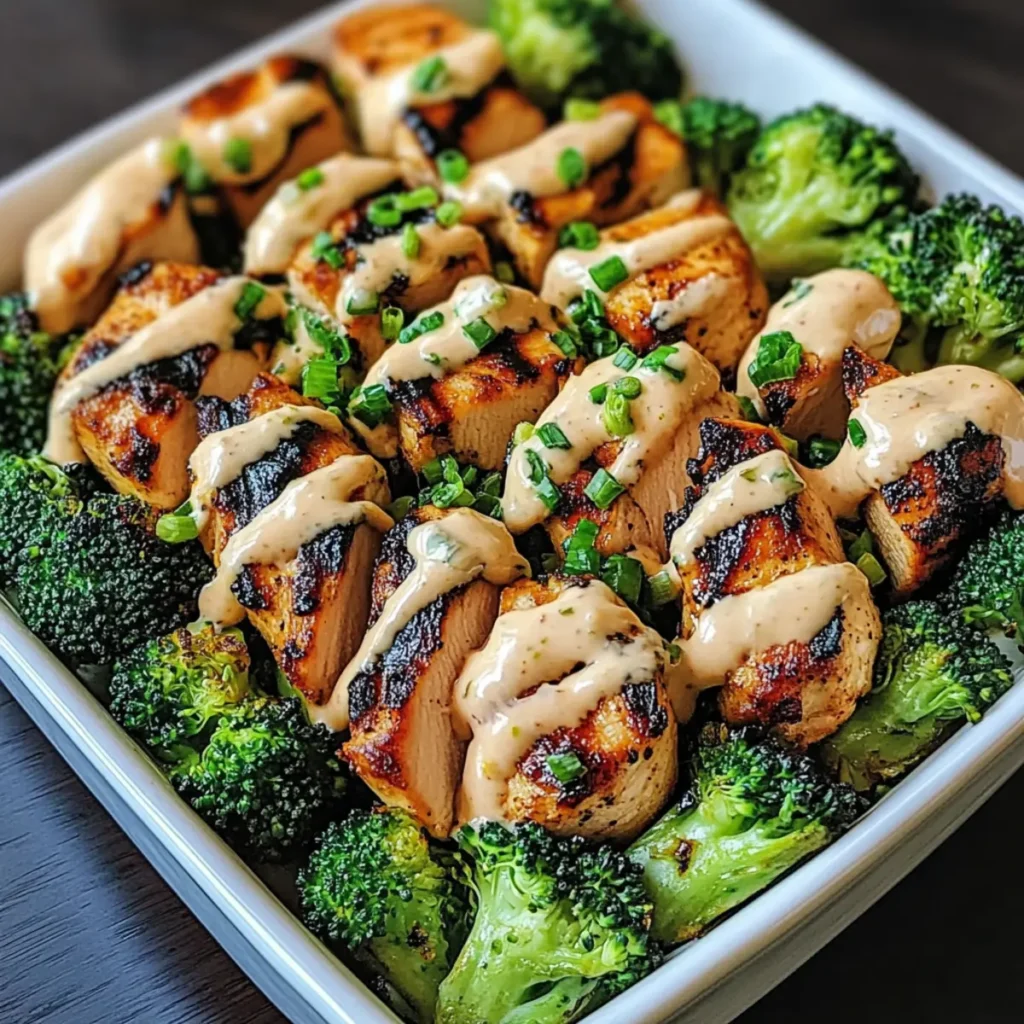 Grilled Chicken & Broccoli Bowls With Creamy Garlic Sauce | Quick & Healthy Dinner