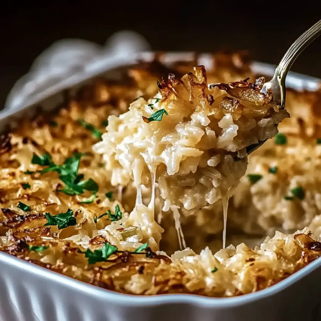 Cozy French Onion Chicken Rice Bake