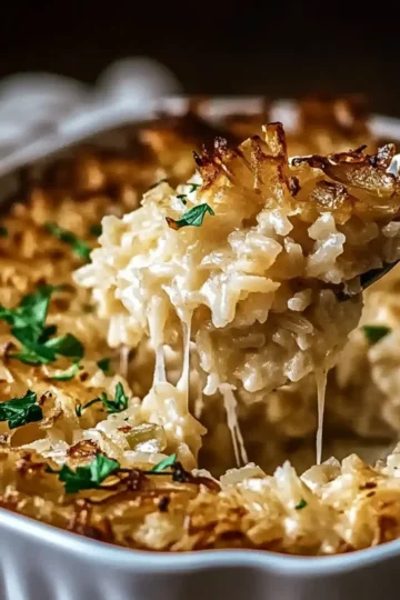 Cozy French Onion Chicken Rice Bake